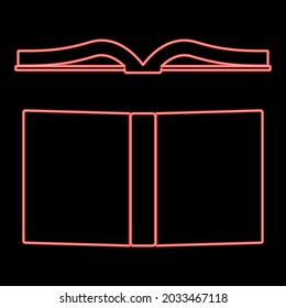 Neon book red color vector illustration flat style image
