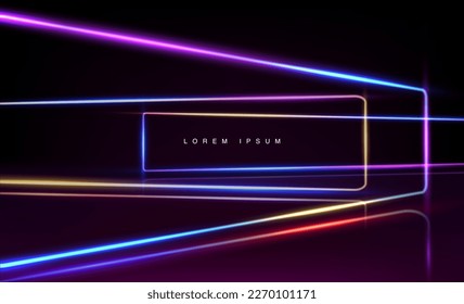 Neon border or frame. Light sign. Abstract neon background vector for signboard or billboard. Geometric light outline shapes or laser shining lines. vector illustration