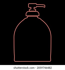 Neon bottle of liquid soap icon black color in circle outline vector illustration red color vector illustration flat style light image