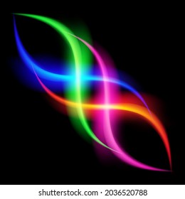 Neon braided element multicolor on a black background
