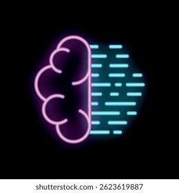 Neon brain transforming into binary code, representing artificial intelligence and machine learning