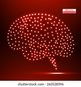Neon brain. Vector illustration. Eps 10