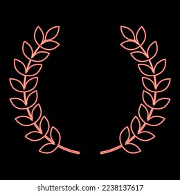 Neon branch of winner Laurel wreaths Symbol of victory red color vector illustration image flat style light