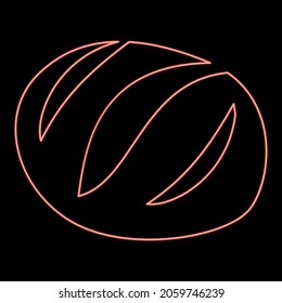 Neon bread icon black color in circle outline vector illustration red color vector illustration flat style light image
