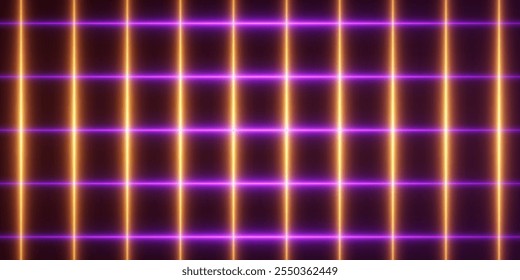 Neon bright background, light grid of lines and light. Vector illustration EPS10