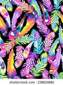 neon bright feather print ~ seamless background