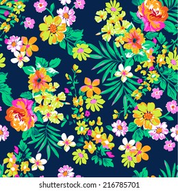 Neon bright floral print ~ seamless vector background