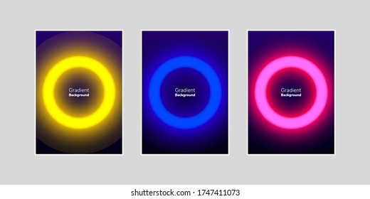 Neon Bright Gradient Background With Neon Circle. Suitable For Business Brochure Cover Design. Blue, Yellow, And Pink Vector Banner Poster Template