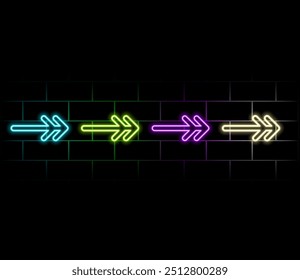Neon bright red and blue arrows on a light background..