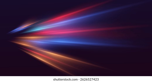 Neon bright speed lines. Light movement effect. EPS 10 vector.