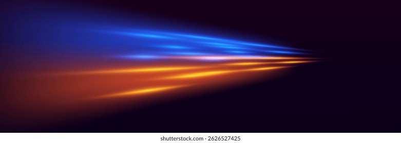 Neon bright speed lines. Light movement effect. EPS 10 vector.