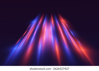 Neon bright speed lines. Light movement effect. EPS 10 vector.