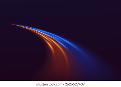 Neon bright speed lines. Light movement effect. EPS 10 vector.