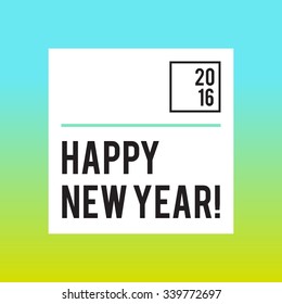 Neon bright square new year banner, vector illustration