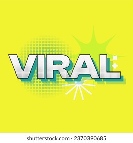 Neon Brutalist VIRAL Trending Typography Illustration with Acid Green Background