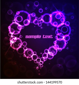 Neon bubbles in form of heart. Vector illustration