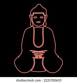 Neon buddha red color vector illustration image flat style light