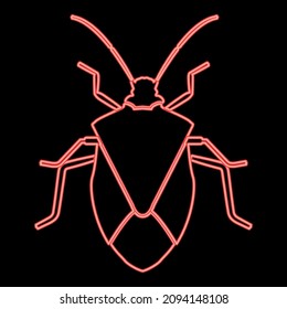 Neon bug red color vector illustration image flat style light