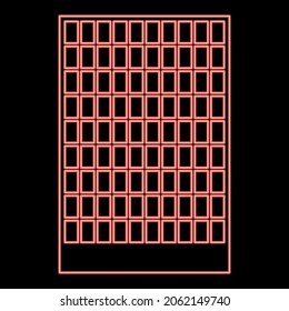 Neon building red color vector illustration flat style light image