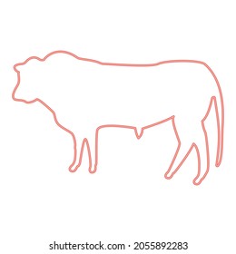 Neon bull red color vector illustration flat style light image