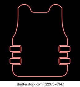 Neon bullet-proof vest flak jacket red color vector illustration image flat style light