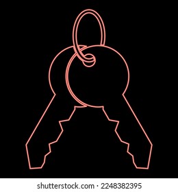Gama neón de teclas sobre el anillo rojo ilustración vectorial imagen de estilo plano luz