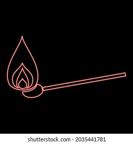 Neon burning match red color vector illustration flat style image