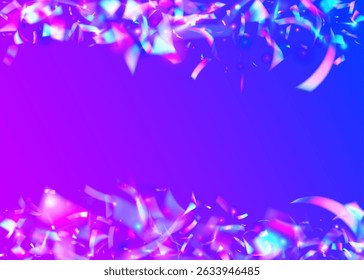 Neon Burst. Pink Art Background. Party Effect. Unicorn Design. Glare Pattern. Falling Flag. Birthday Ribbon. Light Iridescent Illustration. Blue Neon Burst