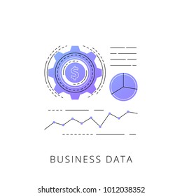 Neon business data vector line icon isolated on white background. Business data line icon for infographic, website or app.
