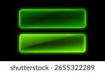 Neon Button frame, set green color, black background. Vector illustration