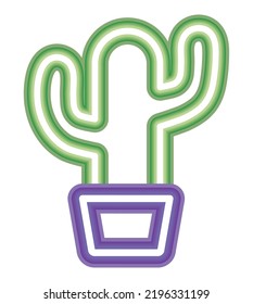 neon cactus design over white