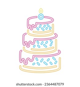 neon cake birthday party vector isolated
