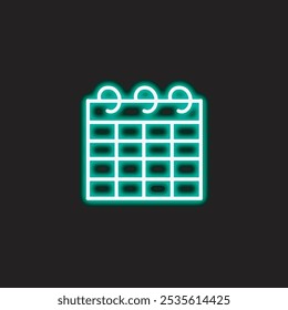 neon calendar isolated on black background. Calendar icon with glowing neon outline. Vector illustration.