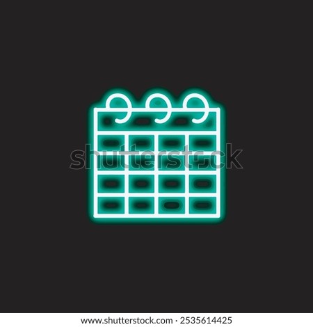 neon calendar isolated on black background. Calendar icon with glowing neon outline. Vector illustration.