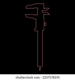 Neon caliper Hand Sliding caliper Vernier Caliper gage Slide gage Trammel red color vector illustration