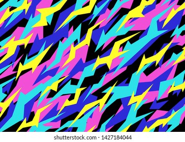 Neon camouflage pattern. Modern abstract Camo Vector background illustration for web, banner, backdrop, graphic or surface design use
