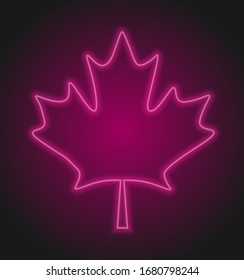 Neon Canada. Concept vector illustration. Canadian flag neon sign.Vector illustration.