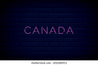 Neon Canada. Concept vector illustration. Canadian flag neon sign.