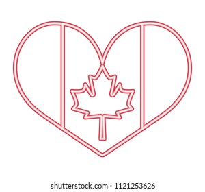 neon canada day flag in heart fireworks celebration