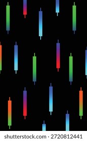 Neon Candlestick Gráfico sobre fundo escuro Representando tendências do mercado financeiro formas coloridas retângulo Movimento gráfico com fundo noturno