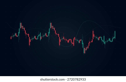 Candelabros de neón en rojo y azul brillan contra el fondo oscuro, con ondas cian que señalan las tendencias de forex. Un gráfico de Forex y la tendencia de las cuotas de mercado