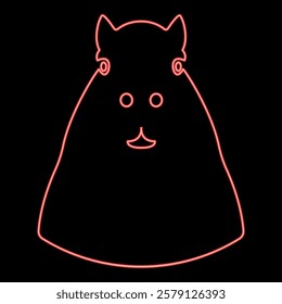 Neon capybara head red color vector illustration image flat style