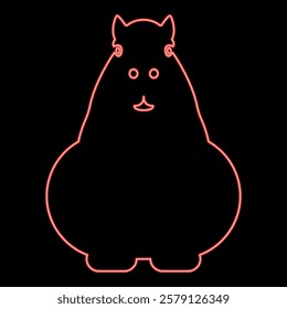 Neon capybara red color vector illustration image flat style