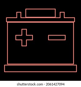 Neon car battery red color vector illustration flat style light image
