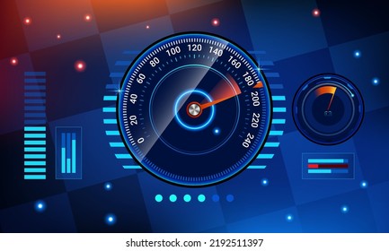 Neon car speedometer. Vector illustration