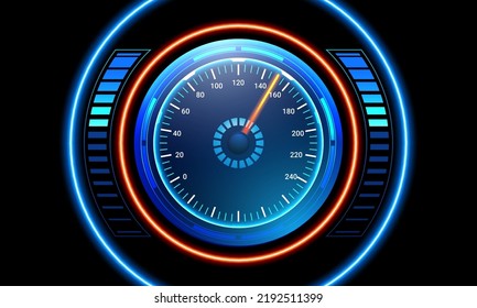 Neon Car-Tachometer. Vektorgrafik