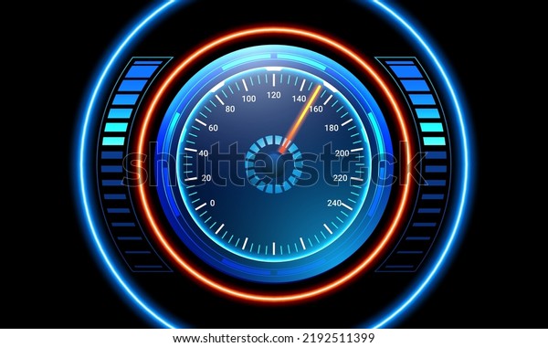 Neon car\
speedometer. Vector\
illustration