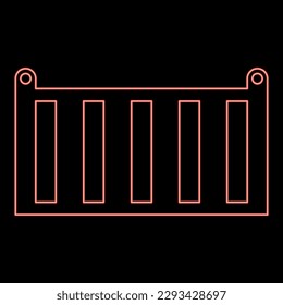 Contenedor de carga de neón envío de mercancías de transporte de mercancías caja de carga color rojo ilustración vectorial estilo plano