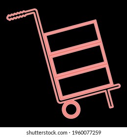 Neon cart delivery or shipment icon the red color vector illustration flat style image