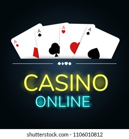 neon casino online card play vector
